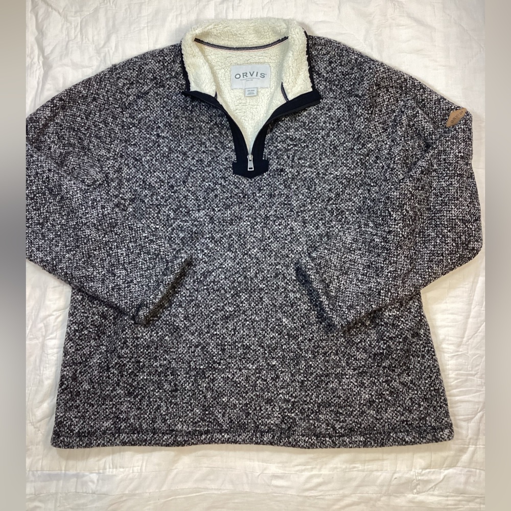 Mens‎ Orvis Brighton 1/4 Zip Sherpa Lined Marl Sweater XXL